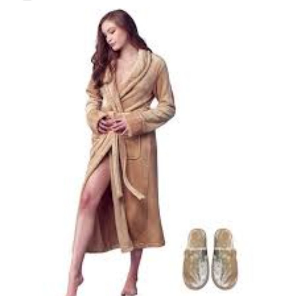 LOTUS LINEN Women Soft Plush Robes Luxury Fluffy Robe M/L